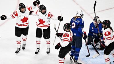 Canada celebrates a goal.