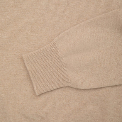 Sand Pure Cashmere Long Sleeve Polo