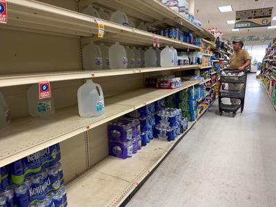 empty shelves bottled water