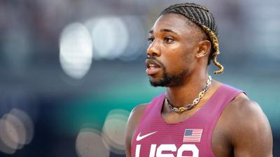 BUDAPEST, HUNGARY:  August 19:  Noah Lyles of the United States prepares for the start of the Men's 100m heat two during the World Athletics Championships at the National Athletics Centre on August 19th, 2023, in Budapest, Hungary. (Photo by Tim Clayton...